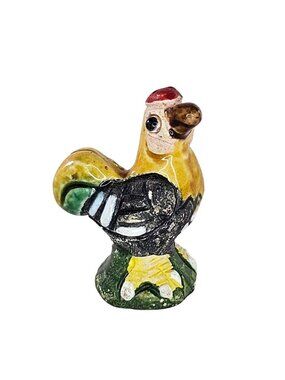 Vintage Hand Painted Rooster Chicken Figurine Miniature Rustic Farmhouse